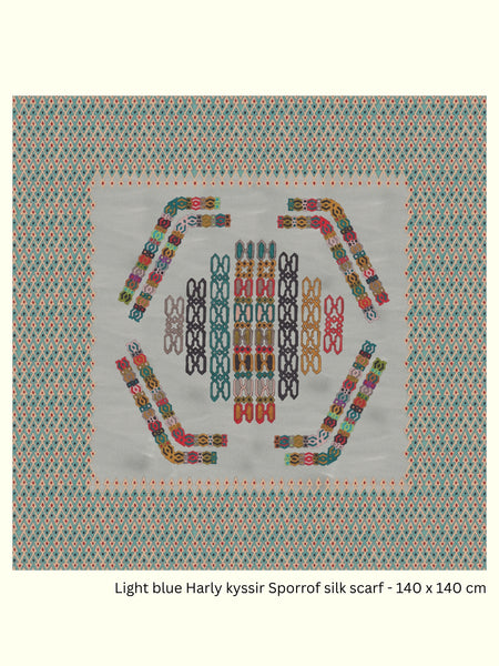 Light Blue Harly kyssir Sporrof Silk Georgette Scarf – 140 × 140 cm | Kron by Kronkron