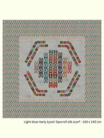 Light Blue Harly kyssir Sporrof Silk Georgette Scarf – 140 × 140 cm | Kron by Kronkron