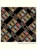 Black Harly Silk Georgette Scarf – 140 × 140 cm | Kron by Kronkron