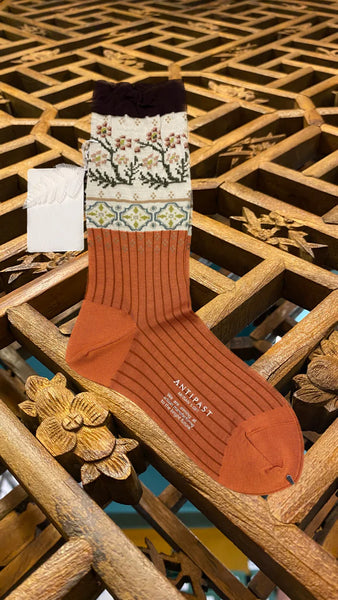 FLORAL MOSAIC socks orange