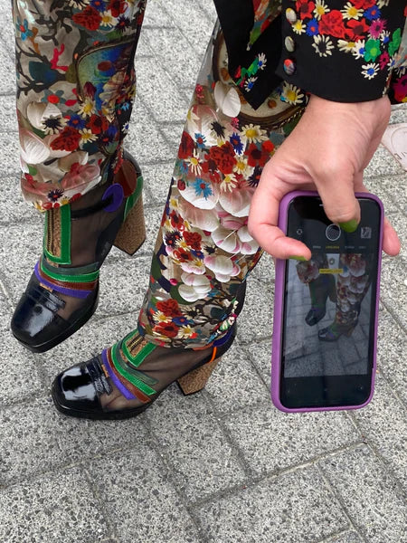 Square Toe Boots Black Multi