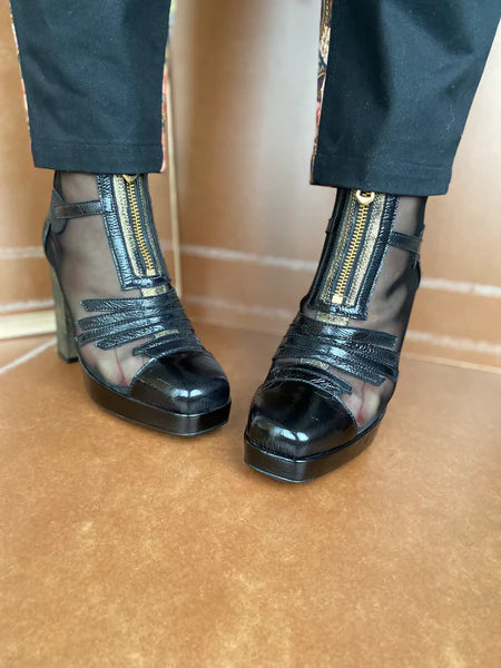 Square Toe Boots Black