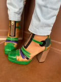 Square Toe Boots Green Multi