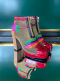 Square Toe Boots Red Multi