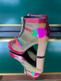 Square Toe Boots Red Multi