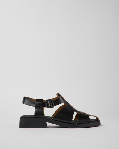 Side
Camper Dana black leather sandals for women shown from the side with smooth leather upper and lightweight sole
