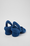 Back view of Kobarah blue sandals with wide heel design