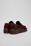 Back view of Twins brown leather loafers with stacked-look sole