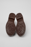Outsole detail of Twins brown leather loafers with patterned EVA sole