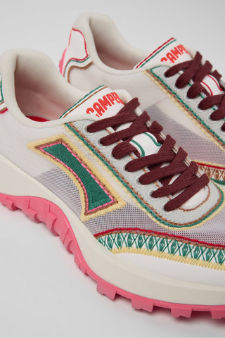 Camper Twins multicolor textile sneakers with burgundy laces and embroidered details