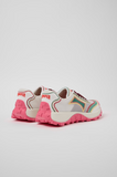 Back view of Camper Twins multicolor sneakers with pink rubber tread sole