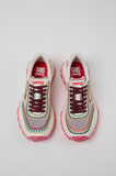 Top view of Camper Twins multicolor textile sneakers with mismatched TWINS design