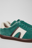 Close-up of Camper Pelotas Soller multicolor nubuck sneakers with green laces