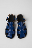 Top view of Camper Dana blue leather sandals with open toe
