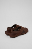 Back view of Camper Right Isla brown sandals with elastic heel strap