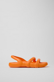 Side view of Camper Kobarah Flat orange sandal with flat sole