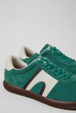 Green Pelotas Soller sneakers for men by Camper with nubuck upper and lace-up closure.
