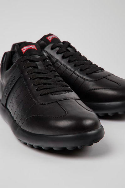 Camper Pelotas XLF black leather sneakers for men close-up front view