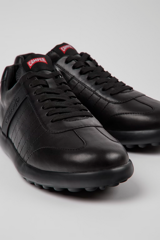Camper Pelotas XLF black leather sneakers for men close-up front view