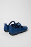 Back view of Camper Right Nina blue leather ballerinas with pull tab