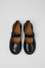 Top view of Camper Milah black leather shoes showing the toe shape and opening