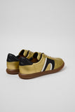 Rear three-quarter view of Camper Pelotas Soller multicolor leather sneakers showing the heel panels and rubber sole