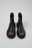 Top view of Camper Pix Berlin black leather ankle boots showing the opening and upper construction