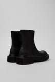 Rear view of Camper Pix Berlin black nubuck ankle boots showing the heel and ankle shaft