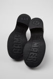 Outsole view of Camper Pix London black leather heeled shoes showing the sole design